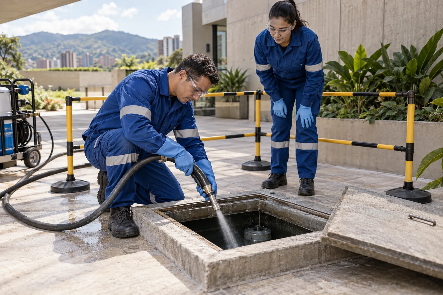 Lavado de un tanque de almacenamiento de agua